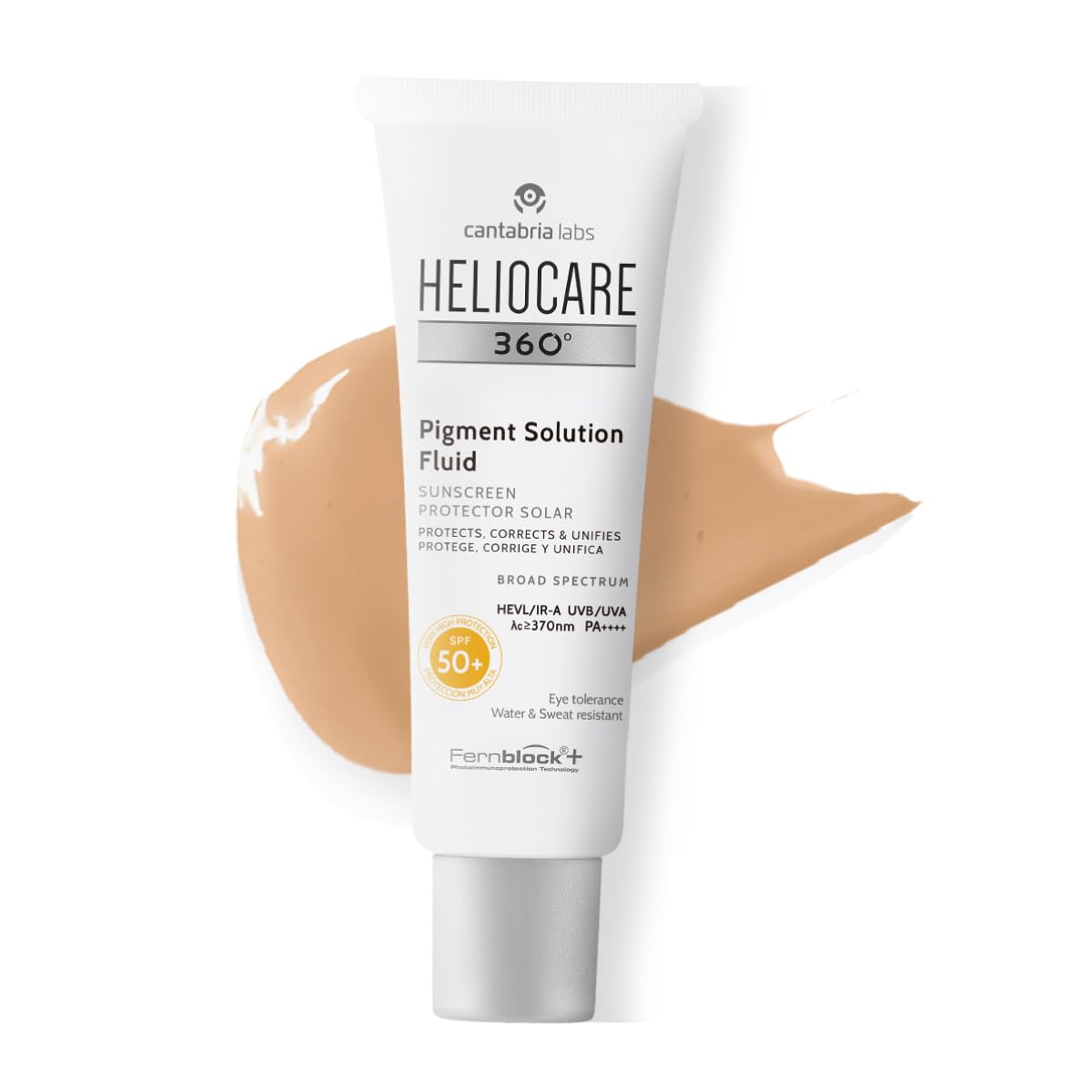 Heliocare 360° Pigment Solution Fluid, SPF50 Sun Cream with Anti-Pigmentation Protection, Protects Against UVA, UVB, Visible Light and Infrared A-Rays, Water and Sweat Resistant, Vegan (50ml)
