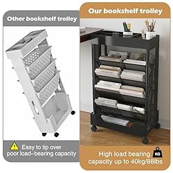 COVAODQ Book Cart with Wheels Mobile Bookshelf