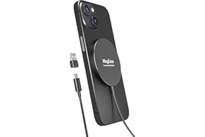 QIRUICOMY Magnetic Wireless Charger,MagEase 15W Wireless Charger Magnetic Compatible with iPhone 16 15/14/13/12 Series and AirPods 3/2/Pro, Charging Pad with USB-C Cable and USB-A Converter (Black)