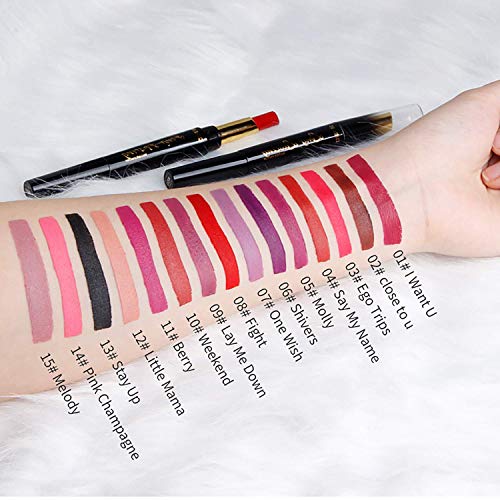 8 Pcs Dual Heads Matte Moist Lipstick Long Lasting Waterproof Mate Lip Liner Pencil Set (Nv)