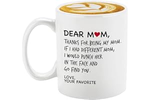 VERACCO Dear Mom Thanks For Being My Mom Mothers Day Gifts Mommy Coffee Mug Funny Birthday Mother's Day Gift Mama Coffee Cup Unique Coffee Cups Best Mom Ever Mug