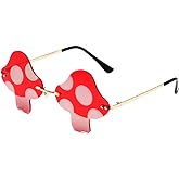 JOVAKIT Mushroom Shaped Sunglasses for Women Men Vintage Rimless Sun Glasses Retro rave Party Halloween Eyeglasses