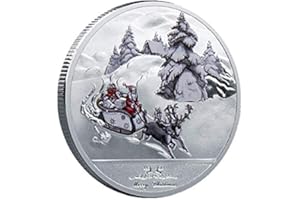 WOOER Merry Christmas Santa Claus Commemorative Collection Coin,Happy New Year (D)