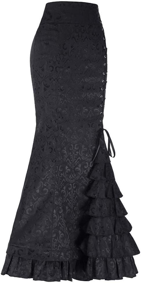 Whitegeese Women's Ruffled Fishtail Sexy High Waist Mermaid Skirt