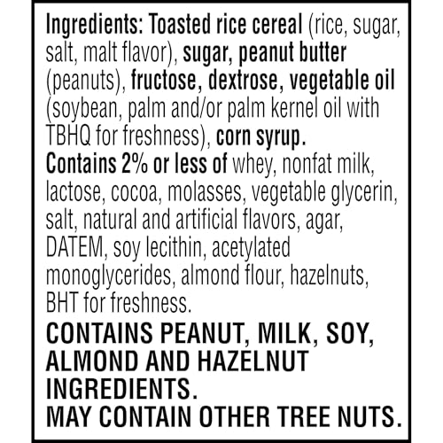 RICE KRISPIES TREATS CRISPY RICE SQUARES, SNACK BARS, CHOCOLATEY PEANUT BUTTER, 10.8OZ BOX (14 COUNT)