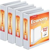 Cardinal 1.5 Inch 3 Ring Binder, Round Ring, White, 4 Pack, Holds 350 Sheets (79517)