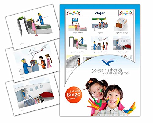 Take a Trip Flashcards in Spanish Language - Flash Cards with Matching Bingo Game for Toddlers, Kids, Children and Adults - Size 4.13  5.83 in - DIN A6