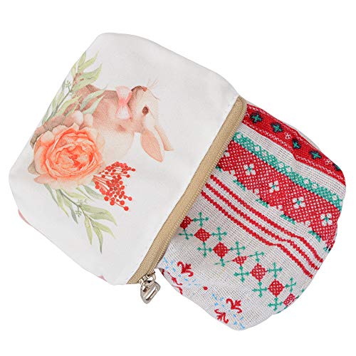Women and Girls Cute Fashion Coin Purse Wallet Bag Change Pouch Key Holder (Rabbit and Flower)