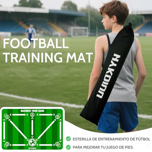 Football Training Mat with Videos for Ball Control and Dribbling | Non-Slip and Silent Children's Football Training Kit with Shooting Trainer and Carry Bag