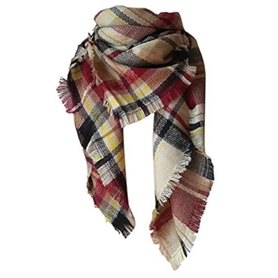 Winter Plaid Blanket Scarf Warm Cozy Fall Scarfs for Women Tartan Wrap Shawl Scarves