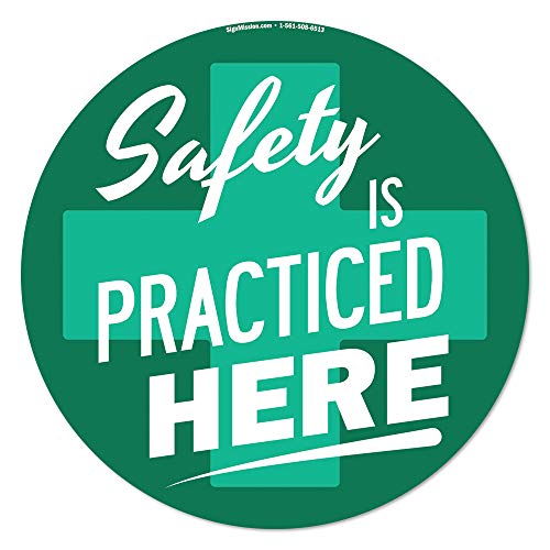 Safety is Practiced Here Non-Slip Floor Marker | 12 Pack of 16" Circle Floor Ma…