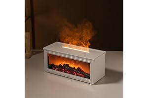 Tidevib Simulation 3D Fireplace Flame Aroma Diffuser with Remote Control, 280ml Ultrasonic Humidifier with 7-Color LED Mood L
