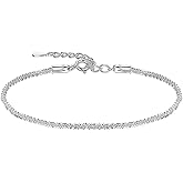 Elegant White Gold Thin Chain Bracelet for Women - Adjustable Dainty Wrist Jewelry