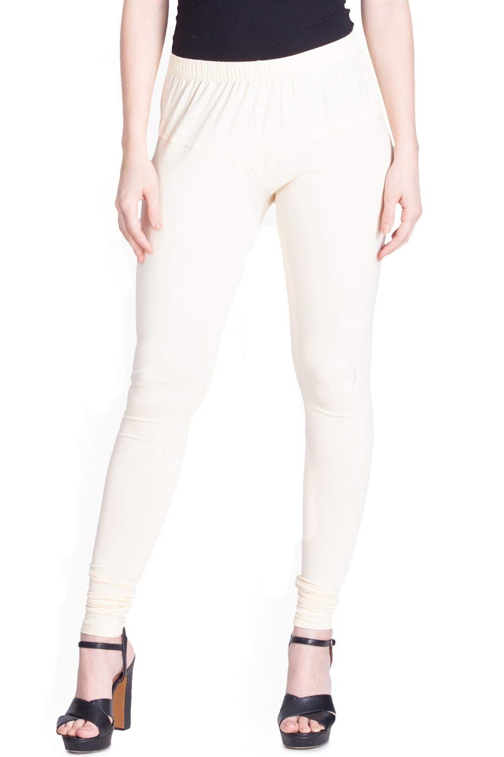 LUX LYRA Indian Churidar Leggings for Women - Long Churidaar Yoga Pants, Dance Bottoms, for Kurtis, Salwar, Tops or Casual Dress - Cotton Spandex 4Way Stretch (Cream)