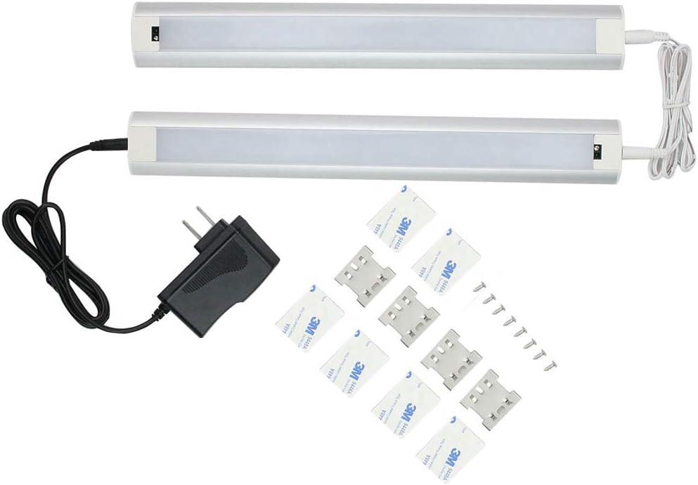 2 Panels Under Cabinet LED Lighting - Turns On or Off with Hand Wave No Switches, UL-Listed Adapter, No Buttons - 12 inches Plug-in Under Cabinet Light 5W 380 lumens. Included 3M Sticker