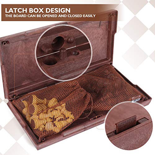 Peradix Chess Checkers Set 2 in 1, Magnetic Chess Pieces with 3 Storage Bags, Portable Travel Folding Board Game, Big Size, Educational Learning Toys for Kids Adults, Birthday