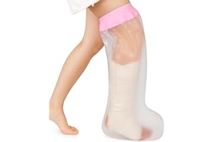 mosago Waterproof Cast Covers for Shower Leg, Soft Comfortable full Leg Protector for Shower Adult, Keep Wound/Bandage Dry Bath, Broken Legs/Knee/Foot/Ankle, Reusable Wound Care Supplies (Pink)