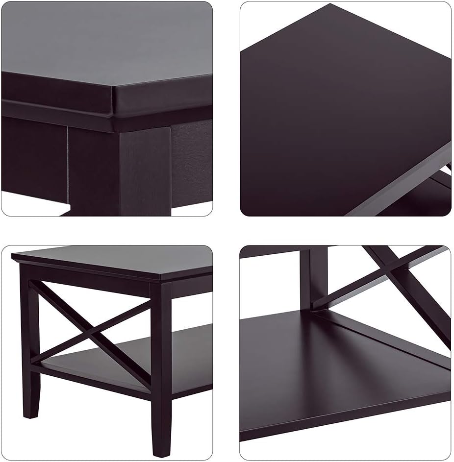 ChooChoo X-Design Coffee Table with Storage Shelf Accent Furniture for Living Room Espresso: Kitchen & Dining