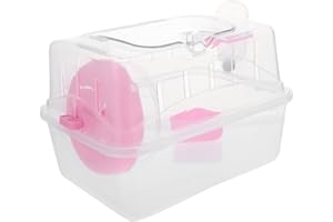 DRESSOOS Portable Hamster Travel Cage with Water Bottle Pet Carrier for Hamsters Guinea Pigs and Animals for Travel and Outdoor Adventures