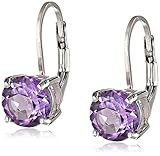 Amethyst Leverback Earrings in Sterling Silver (7mm)