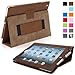 Snugg iPad 2 Case - Smart Cover with Kick Stand (Distressed Brown Leather) for Apple iPad 2