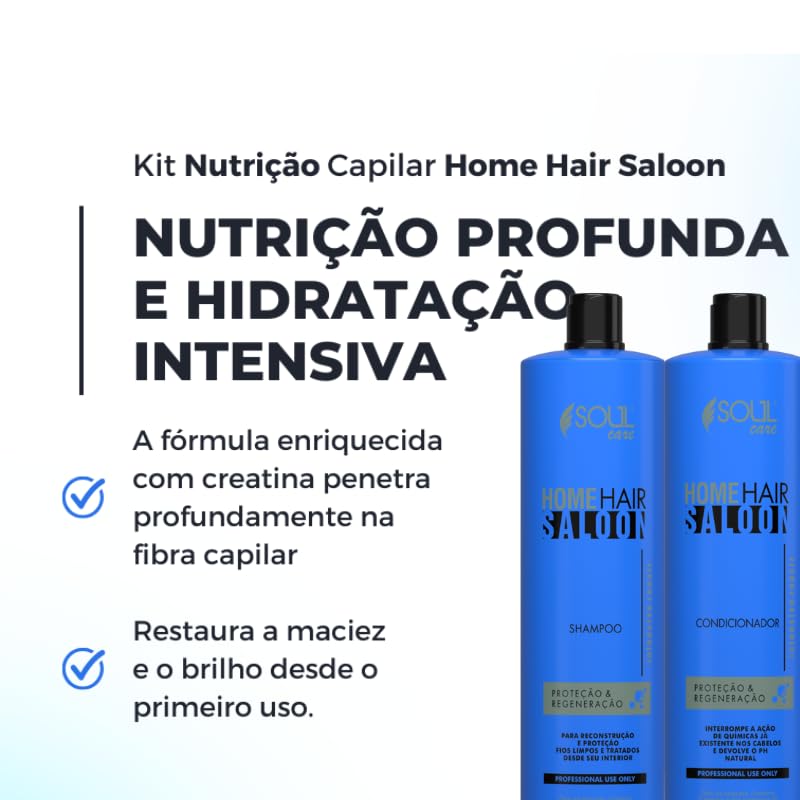 Shampoo e Condicionador de Nutrição Capilar Profissional com Queratina Soul Care | Reparo e Hidratação (1l)