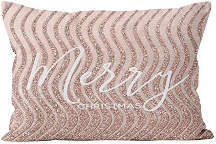 Gygarden Funny Blush Pink Rose Gold Christmas Hidden Zipper Home Decorative Rectangle Throw Pillow Cover Cushion Case Queen 20x30 Inch One Side Design Printed Pillowcase