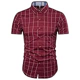 MUSE FATH Plaid Casual Button Down Shirt-100% Cotton Plaid Shirt-Wine Red-M