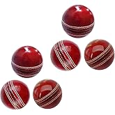 VikingOaksLLC White Cricket Ball, Leather, A Grade Hand-Stitched, Senior Official Hard &amp; Seasoned, for Indoor &amp; Outdoor Practice &amp; Training, 6 Pack