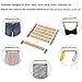 SONGMICS Wooden Pants Hangers 12 Pack, Pants Hangers with Clips, Adjustable Anti-Rust Metal Clips, 360° Swivel Hook, Skirt Hangers for Pant, Skirts, Natural Grain UCRW008-12