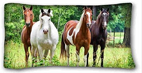 Generic Personalized ( Animal Horse ) Zippered Body Pillow Case Cover Size 20"X36" suitable for Twin-bed