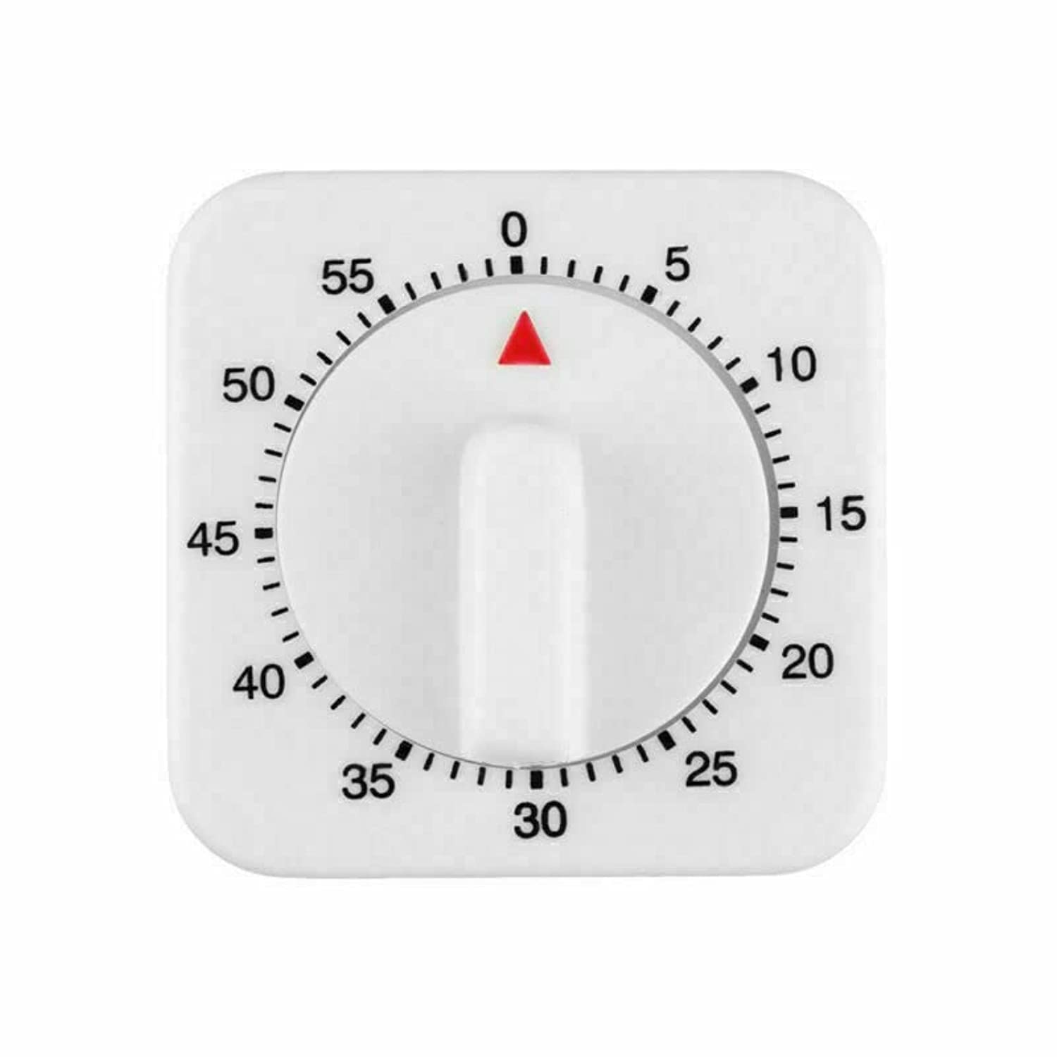 Crystal Crown® Wind-Up Mechanical Kitchen Timer, 60 Minutes, White Square, Precision Countdown for Perfect Baking and Cooking, Trusty Kitchen Companion