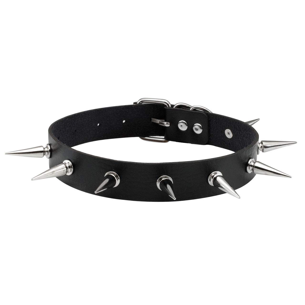 Manfnee Leather Choker Necklace punk goth collar necklace for men women retro Studded Rivet Chokers Black