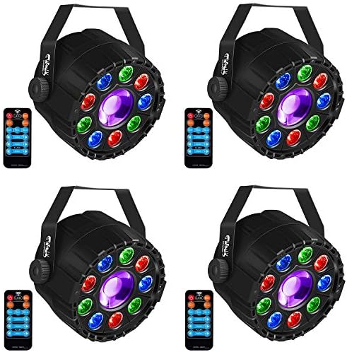 DJ Lighting CrtWorld 9+1 RGB+UV Stage Lights With Remote For Wedding Stage Lighting(4 Pack)