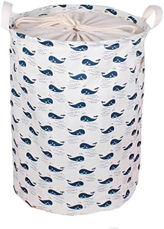 Collapsible Laundry Basket , Dirty Cloth Drawstring Storage Bin Toy Collection Organizer with Two Handles for Nursery Kid's Room - Whale