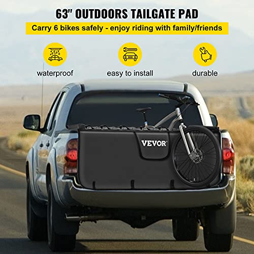 VEVOR Tailgate Pad, 63" Wide Tailgate Bike Pad, Truck Bike Pad for Carrying up to 6 Bikes, Truck