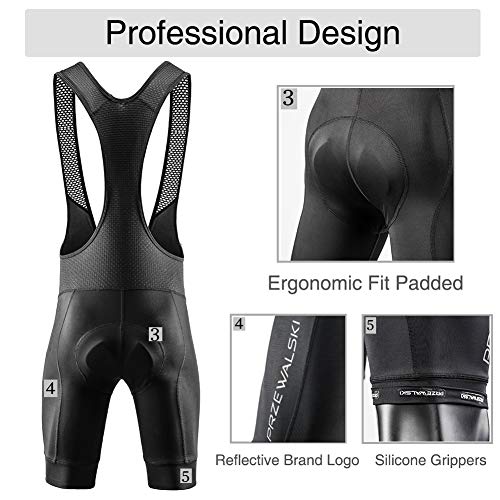 image for Przewalski Men's Cycling Bib Shorts, 4D Padded Compression Bike Tights