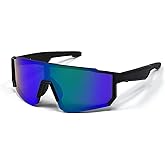 QJF Sport Smart Glasses, Unisex Polarized Bluetooth Sunglasses Built-in Mic & Open Ear Music Speakers, UV Protection for Cycling/Running/Baseball (Blue)