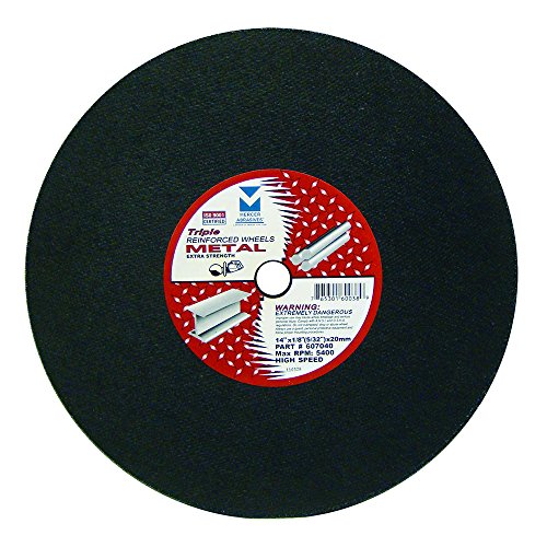 Mercer Industries 607040 Gas Saw Cut-Off Wheels for Ferrous Metals, 14" x 1/8"(5/32) x 20mm, 10 Pack