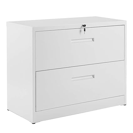 Modernluxe File Cabinet Home Office Lockable Heavy Duty Metal Lateral File Cabinet With 2 Drawers White Amazon In Home Kitchen