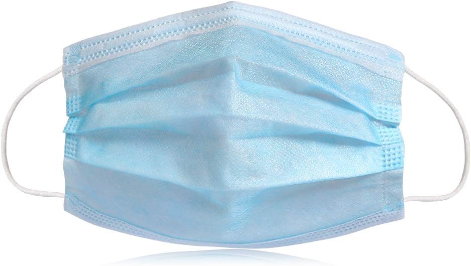 Face Mask Disposable Mouth Cover Mask Dental Earloop Dust Masks Breathable Dustproof Mask Pack of 10 (Blue)