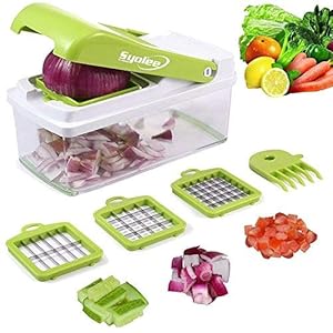 Vegetable-Chopper-Veggie-Fruit-Dicer-Food-Cutter-with-3-Interchangeable-Blades-Perfect-for-Potato-Tomato-Onion-Carrot-Salad-Cucumber Vegetable Chopper Veggie Fruit Dicer Food Cutter with 3 Interchangeable Blades Perfect for Potato Tomato Onion Carrot…