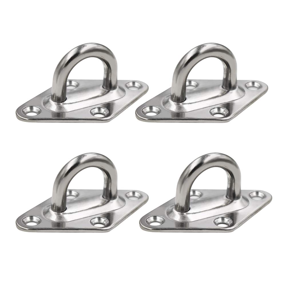 Elitee Diamond Pad Eye Plate 316 Stainless Steel 6mm Pad Eyebolt Heavy Duty Plate Anchor 4 Pack