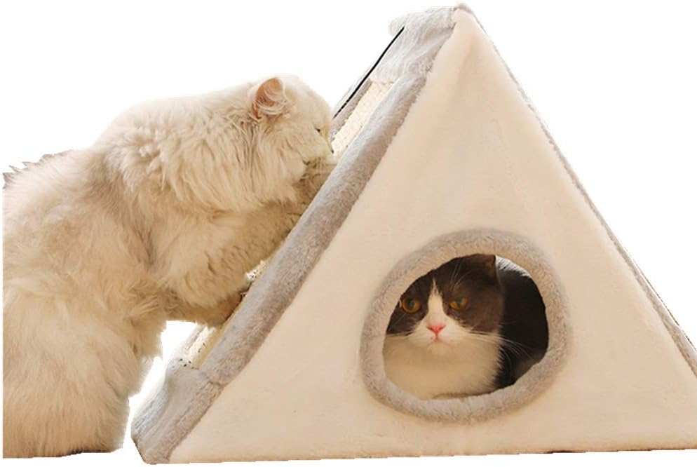 RENZE Cat Climber, with Capture Ball Material Triangular Sisal for Cat Cat Niche with litter Activity Center Comfortable Practical and Ecological Foldable