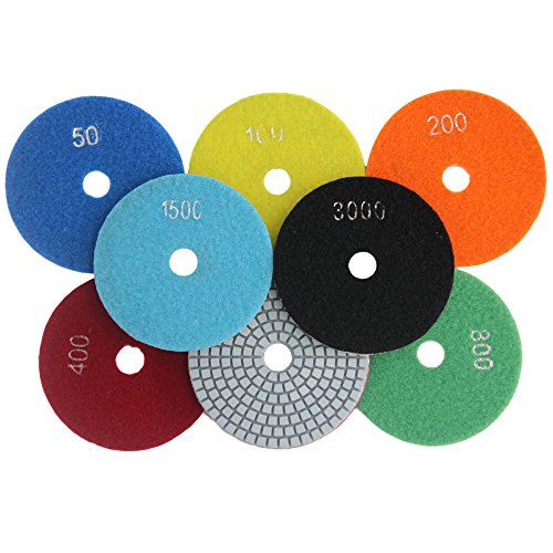 3 Inch Diamond Wet Polishing Pads Tool 7 Pcs Set for Grinding Granite Marble Concrete Stone