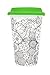 DCI Color Joy Adult Coloring Products, I Am Not A Paper Cup, Custom Travel Coffee Mug, Green Lid, 12oz Capacity, Flowers Design, White, Ceramic, Spill-Proof