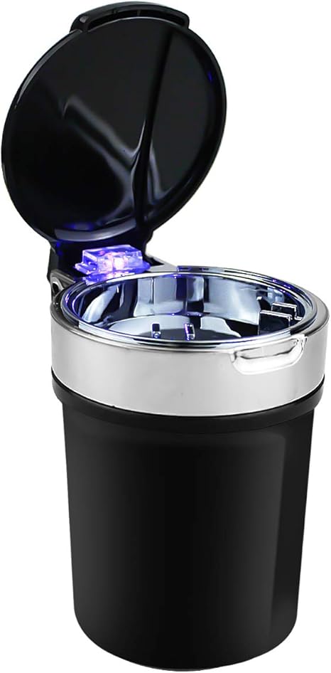 Auto Aschenbecher Mit Blauem LED Licht - Push Typ Mit Deckel