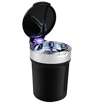 Auto Aschenbecher,Auto Ascher mit LED-Beleuchtung Träger Auto rauchende Zigarette Aschenbecher Halter mit blauer LED-Licht