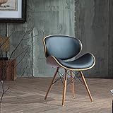 2 Corvus Madonna Mid-century Black Bonded Leather Walnut Finished Accent Chair