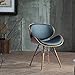 2 Corvus Madonna Mid-century Black Bonded Leather Walnut Finished Accent Chair
